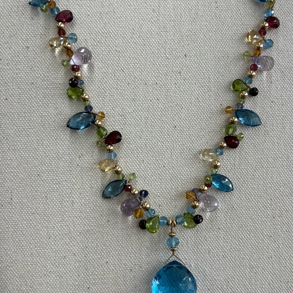 Multi color Gemstone Necklace - Picture 2 of 5